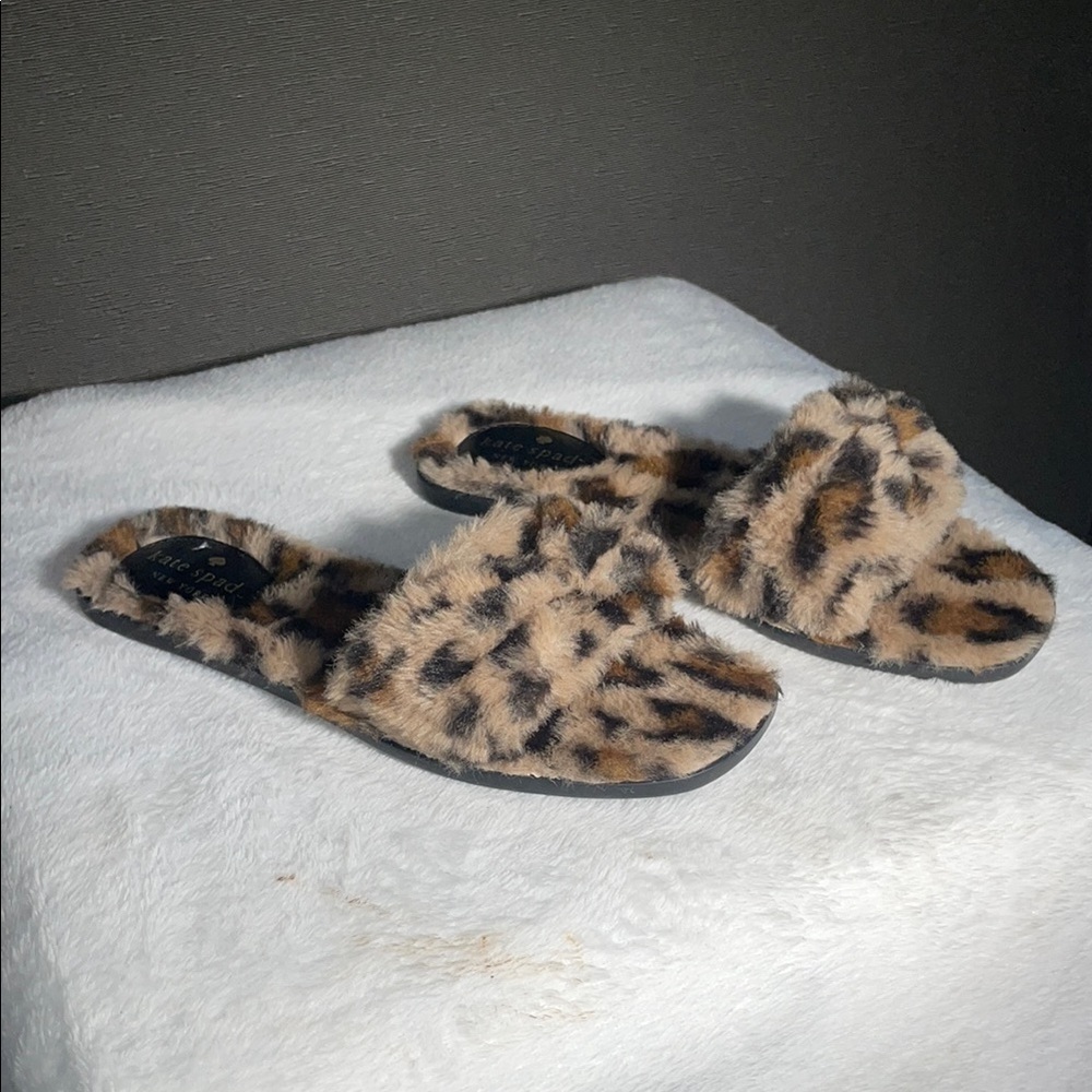 Kate Spade Cozy Brown and Black Animal‎ Print Slippers